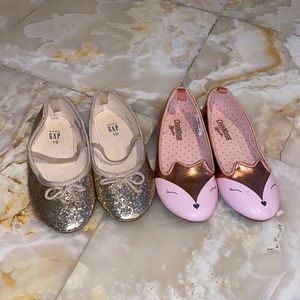 Ballet flats- Size 10 GAP gold  and OshKosh rose gold/pink.
